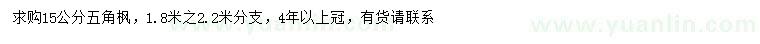 求購15公分五角楓