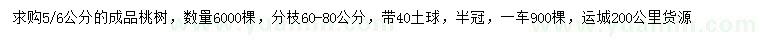 求購5-6公分桃樹(shù)
