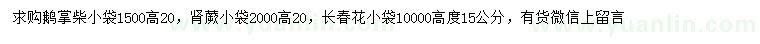 求購(gòu)鵝掌柴、腎蕨、長(zhǎng)春花