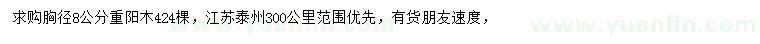 求購(gòu)胸徑8公分重陽木