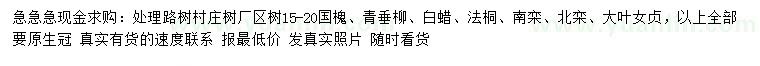 求購國槐、青垂柳、白蠟等