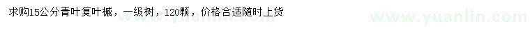 求購(gòu)15公分復(fù)葉槭