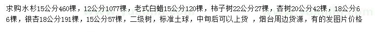 求購水杉、老式白蠟、柿子樹等