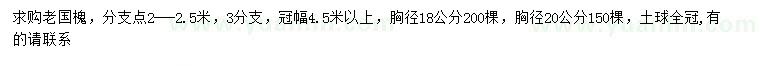 求購胸徑18、20公分老國槐