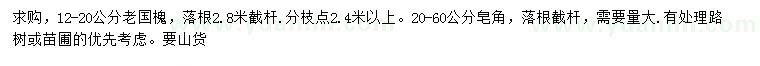 求購(gòu)12-20公分老國(guó)槐、20-60公分皂角