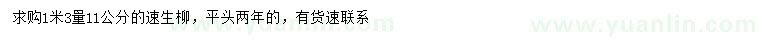 求購1.3米量11公分速生柳