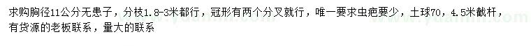 求購胸徑11公分無患子