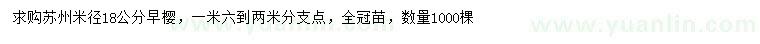求購(gòu)米徑18公分早櫻