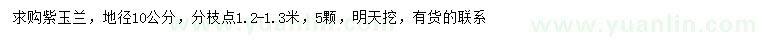 求購地徑10公分紫玉蘭