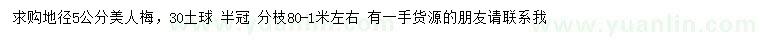 求購地徑5公分美人梅