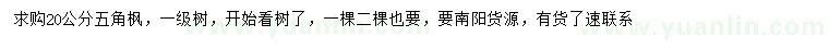 求購(gòu)20公分五角楓