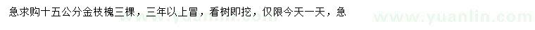 求購15公分金枝槐