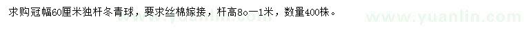 求購(gòu)冠幅60公分冬青球