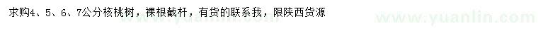 求購(gòu)4、5、6、7公分核桃樹