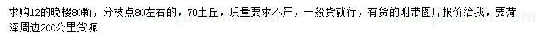求購12公分晚櫻