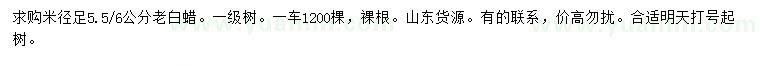 求購米徑5.5-6公分老白蠟