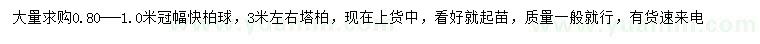 求購冠幅0.8-1米檜柏球