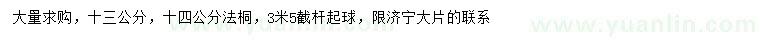 求購13、14公分法桐