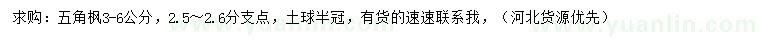 求購3-6公分五角楓