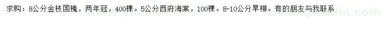 求購金枝國槐、西府海棠、旱柳