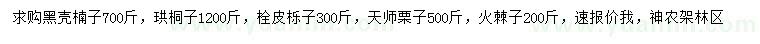 求購黑殼楠子、珙桐子、栓皮櫟子等