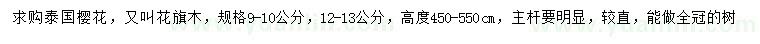 求購9-10、12-13公分泰國櫻花