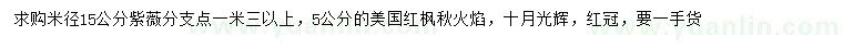 求購(gòu)紫薇、美國(guó)紅楓秋火焰、十月光輝等