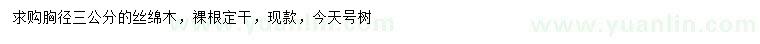 求購胸徑3公分絲綿木