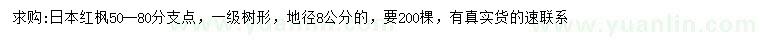 求購(gòu)地徑8公分日本紅楓
