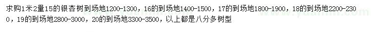 求購1.2米量15、16、17、18、19、20公分銀杏