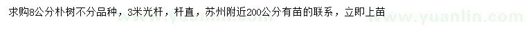 求購8公分樸樹