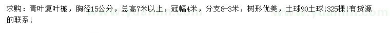 求購胸徑15公分青葉復葉槭