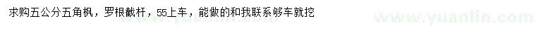 求購(gòu)5公分五角楓