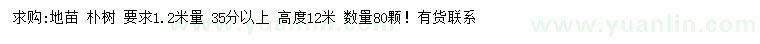 求購1.2米量35分以上樸樹