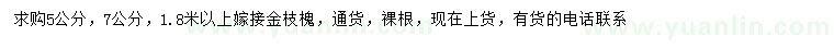 求購(gòu)5、7公分金枝槐