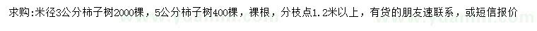 求購米徑3、5公分柿子樹