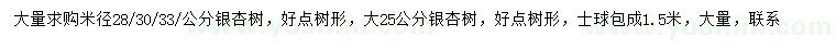 求購(gòu)米徑25、28、30、33公分銀杏
