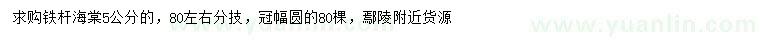 求購5公分鐵桿海棠