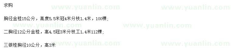 求購(gòu)胸徑12、15公分金桂、胸徑10公分銀桂