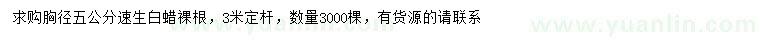 求購(gòu)胸徑5公分速生白蠟