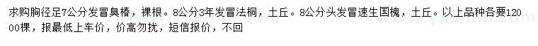 求購(gòu)臭椿、法桐、速生國(guó)槐