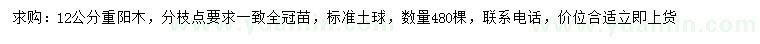 求購12公分重陽木