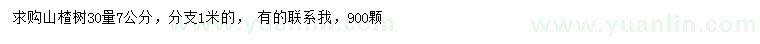 求購(gòu)30量7公分山楂樹(shù)