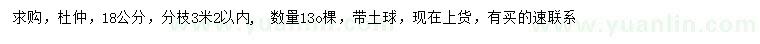 求購18公分杜仲
