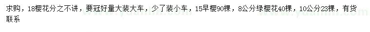 求購櫻花、早櫻、綠櫻
