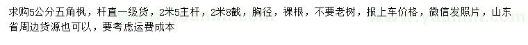 求購5公分五角楓
