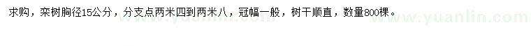 求購胸徑15公分欒樹