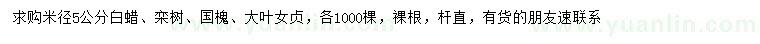 求購白蠟、欒樹、國槐等