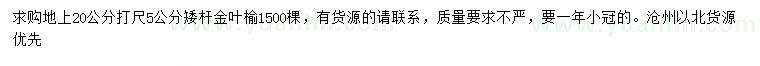 求購地上20公分打尺5公分矮桿金葉榆