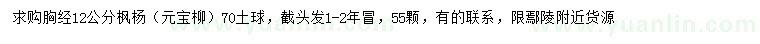 求購胸徑12公分楓楊